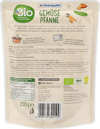 Fertiggericht, Gemüsepfanne mit Bulgur & Quinoa dmBio