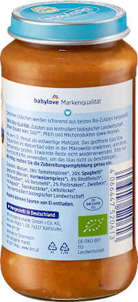 Menü Spaghetti Bolognese ab dem 12. Monat babylove