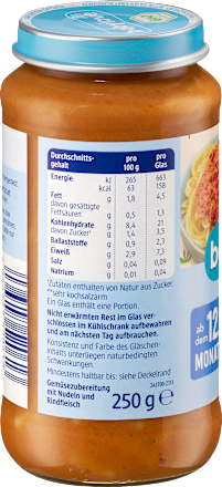 Menü Spaghetti Bolognese ab dem 12. Monat babylove