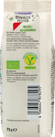 Schwarzer Pfeffer, ganze Körner dmBio
