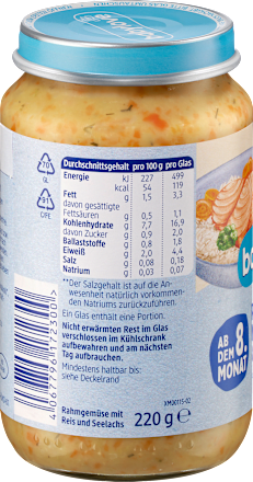 Menü Rahmgemüse mit Reis und Seelachs ab dem 8.Monat babylove