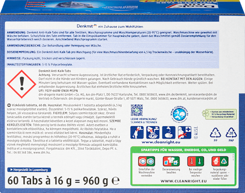 Tabs anticalcare per lavatrice Multi-Power 4 Denkmit