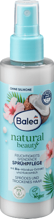 Bezoplachový hydratačný sprej na vlasy natural beauty s bio ibištekom Balea