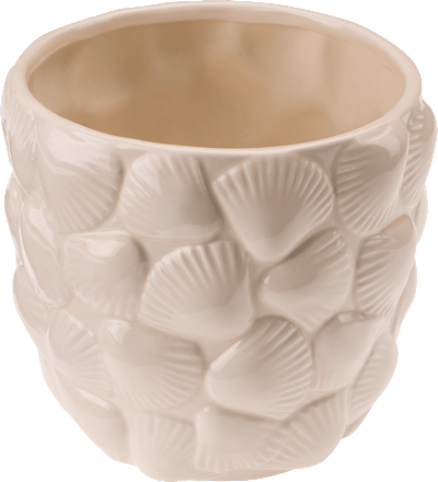 Blumentopf aus Keramik mit Muscheln, weiß BOLTZE