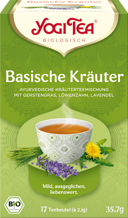 Kräutertee "Basische Kräuter" mit Hafergras, Löwenzahn & Lavendel (17 Beutel) YOGI TEA