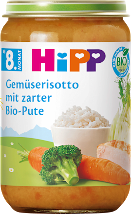 Menü Gemüserisotto mit zarter Pute ab dem 8. Monat HiPP