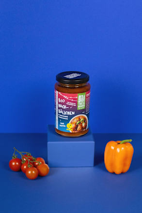 Fertiggericht, Hackbällchen in Tomatensauce, vegan TRESSBRÜDER