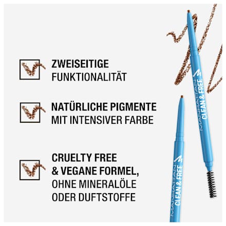 Augenbrauenstift Clean & Free 004 Warm Brown MANHATTAN Cosmetics
