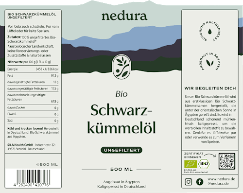 Schwarzkümmelöl ungefiltert nedura