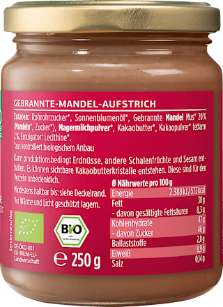 Brotaufstrich, Almond Cream gebrannte Mandel Davert