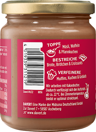 Brotaufstrich, Almond Cream gebrannte Mandel Davert