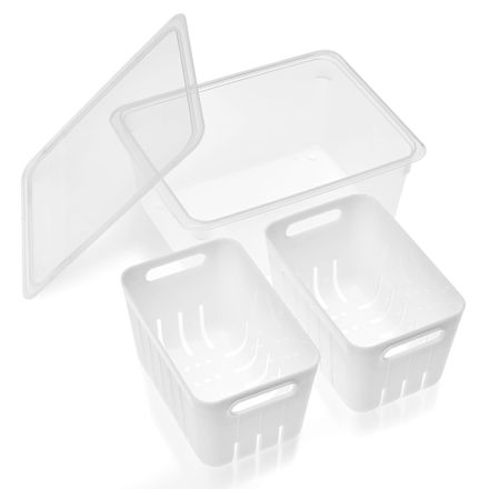 Kühlschrank-Organizer 2in1 mit Deckel & 2 Siebe  Profissimo