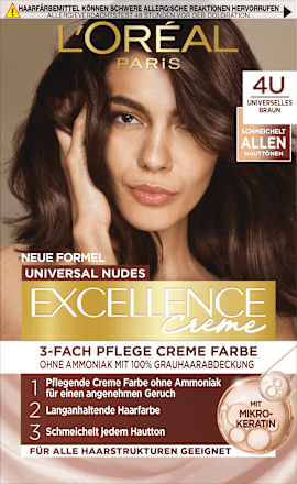 Haarfarbe Universale Nude-Töne - Nr. 4U Universal Mittelbraun L'ORÉAL PARiS EXCELLENCE Creme