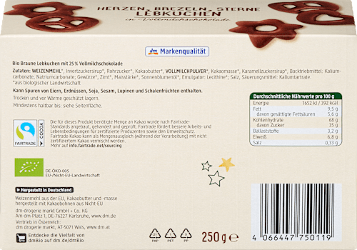 Lebkuchen Herzen, Brezeln, Sterne dmBio