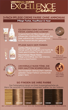 Haarfarbe Universale Nude-Töne - Nr. 6U Universal Dunkelblond L'ORÉAL PARiS EXCELLENCE Creme