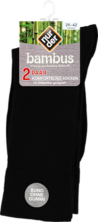 Bambus Herrensocken Komfort schwarz, Gr. 39-42 (2 Paar) nur die