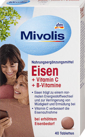 Vas + C-vitamin + B-vitaminok étrend-kiegészítő tabletta Mivolis