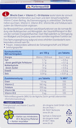 Vas + C-vitamin + B-vitaminok étrend-kiegészítő tabletta Mivolis