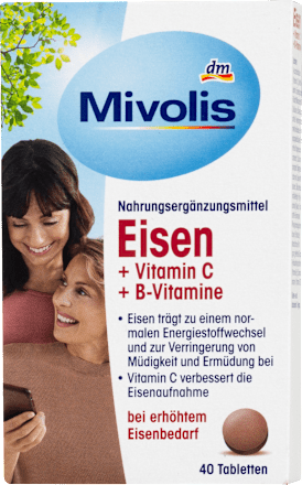 Tablety Železo + Vitamín C + Vitamíny skupiny B Mivolis