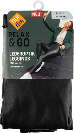 Relax & Go Lederoptik Leggins Damen schwarz, Gr. 44/46 nur die