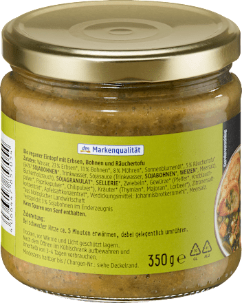 Zuppa vegana con piselli, fagioli e tofu affumicato dmBio