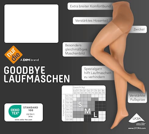 Goodbye Laufmaschen Strumpfhose mandel 20 DEN, Gr. 40/44 nur die