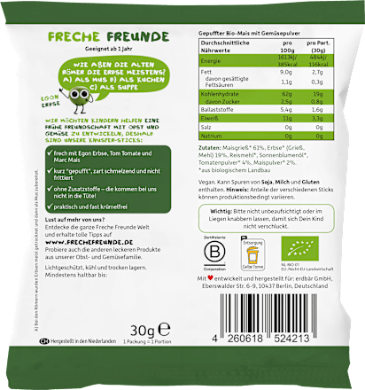 Kindersnack Knusper-Sticks Dreierlei Gemüse ab 1 Jahr Freche Freunde