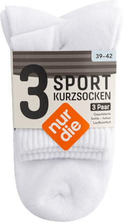 Sport Kurzsocken weiß, Gr. 39 - 42 (3 Paar) nur die