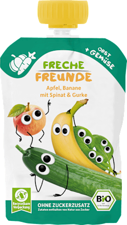 Quetschie Apfel, Banane, Spinat & Gurke ab 6 Monaten Freche Freunde