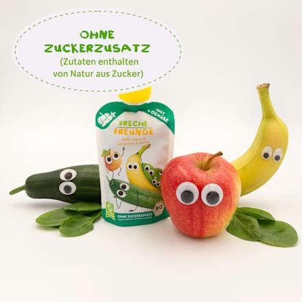 Quetschie Apfel, Banane, Spinat & Gurke ab 6 Monaten Freche Freunde