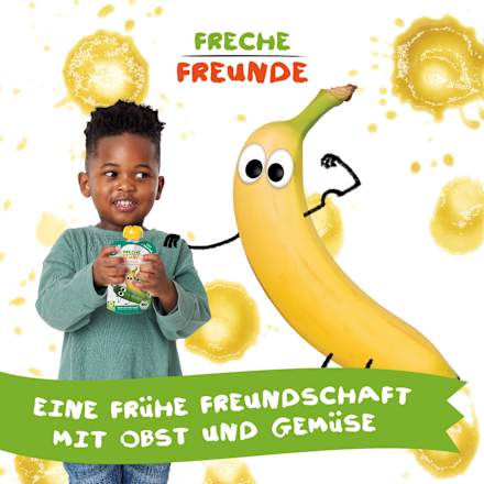 Quetschie Apfel, Banane, Spinat & Gurke ab 6 Monaten Freche Freunde