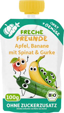 Quetschie Apfel, Banane, Spinat & Gurke ab 6 Monaten Freche Freunde