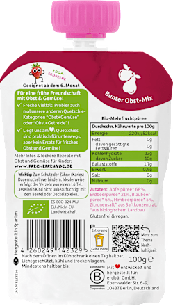 Quetschie Apfel, Erdbeere, Blaubeere & Himbeere ab 6. Monat Freche Freunde