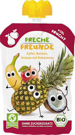 Quetschie Apfel, Banane, Ananas & Kokosnuss ab 6 Monaten Freche Freunde