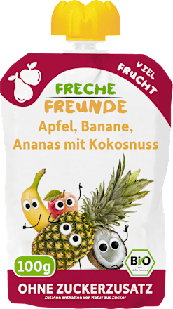 Quetschie Apfel, Banane, Ananas & Kokosnuss ab 6 Monaten Freche Freunde