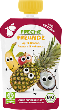 Quetschie Apfel, Banane, Ananas & Kokosnuss ab 6 Monaten Freche Freunde
