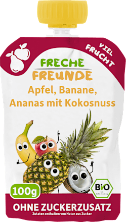 Quetschie Apfel, Banane, Ananas & Kokosnuss ab 6 Monaten Freche Freunde