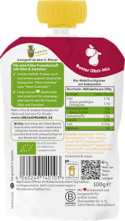 Quetschie Apfel, Banane, Ananas & Kokosnuss ab dem 6. Monat Freche Freunde