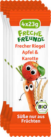 Fruchtriegel mit Getreide Apfel Karotte ab 1 Jahr, (4x23 g) Freche Freunde