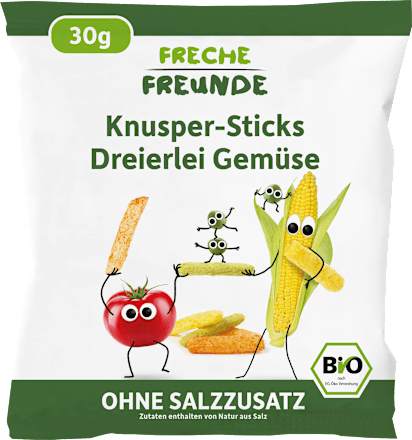Kindersnack Knusper-Sticks Dreierlei Gemüse, ab 1 Jahr  Freche Freunde