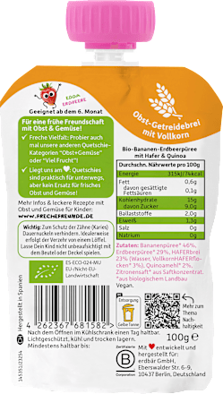 Quetschie Banane, Erdbeere mit Hafer & Quinoa ab 6 Monaten  Freche Freunde
