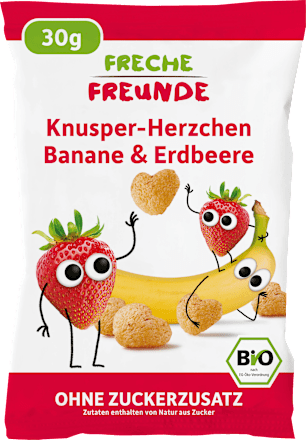 Kindersnack Knusper-Herzchen Banane & Erdbeere, ab 1 Jahr  Freche Freunde