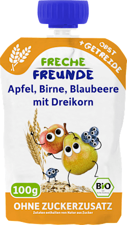 Quetschie Apfel, Birne, Blaubeere mit Dreikorn ab 6 Monaten  Freche Freunde