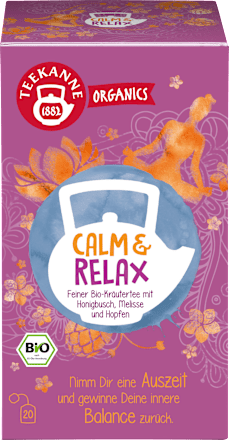 Kräutertee calm & relax mit Honeybush, Melisse, Hopfen (20 Beutel) Teekanne