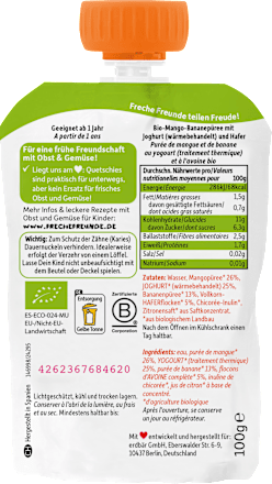 Quetschie Mango, Banane mit Joghurt & Hafer ab 1 Jahr Freche Freunde