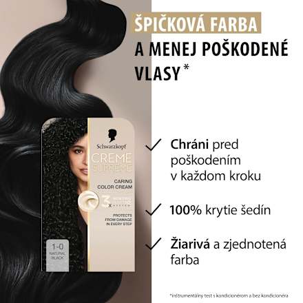 Farba na vlasy - 1-0 čierna Schwarzkopf CREME SUPREME