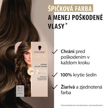 Farba na vlasy - 6-0 prirodzená tmavá blond Schwarzkopf CREME SUPREME