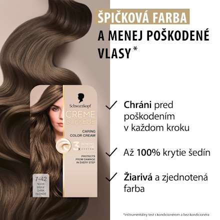 Farba na vlasy - 7-42 béžová blond Schwarzkopf CREME SUPREME