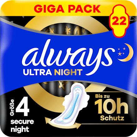 Binden Ultra Secure Night 4 mit Flügeln Giga Pack always