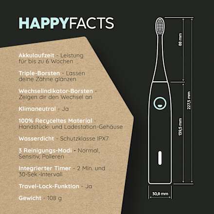 Schallzahnbürste Sonic Typ Eco Vibe 3 Starterset happybrush